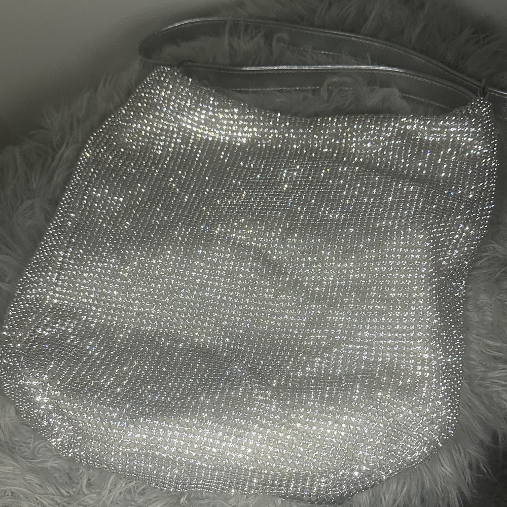 Silver Crystal-Embellished Women’s Shoulder Bag